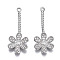 Brass Micro Pave Clear Cubic Zirconia Pendants, Cadmium Free & Nickel Free & Lead Free, Flower, Platinum, 31x12x2mm, Hole: 1.4mm