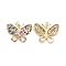 Brass Micro Pave Colorful Cubic Zirconia Pendants, Cadmium Free & Nickel Free & Lead Free, Butterfly Charms, Real 18K Gold Plated, 20.5x26x3.5mm, Hole: 2.6x4mm