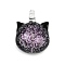 Handmade Lampwork Pendants, Cat Shape Charms, Violet, 23.5~24x17.5x13.5~14mm, Hole: 2.5mm