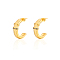 304 Stainless Steel Rhinestone Arch Stud Earrings, Half Hoop Earrings, Golden, 18x6mm