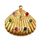 304 Stainless Steel Pendants, Shell Shape, with Glass & Ion Plating(IP), Real 18K Gold Plated, 30x29.5x5mm, Hole: 2.5mm