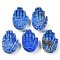 Natural Lapis Lazuli Pendants, Hansa Hands, 26~27x18.5~19x6~6.5mm, Hole: 1.5mm