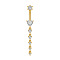 304 Stainless Steel Pave Clear Cubic Zirconia Curved Barbell Dangle Belly Rings, Golden, Heart, 56mm