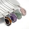 Teardrop Platinum Plated Brass Gemstone Pendant Necklaces, with Snake Chains and Lobster Claw Clasps, Mixed Stone, 16.9 inch