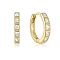 S925 Sterling Silver Circle Hoop Earrings, with Rhinestone, Golden, 11x2mm