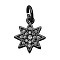 Brass Micro Pave Clear Cubic Zirconia Charms, Cadmium Free & Nickel Free & Lead Free, with Jump Ring, Star, Electrophoresis Black, 11.5x10x1.5mm, Jump Ring: 5x0.8mm, inner diameter: 3.5mm, 3pcs/bag