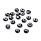 Handmade Lampwork Evil Eye Cabochons, Flat Round, Black, 6x2mm