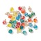 7Pcs Electroplate Transparent Glass Charms, Twisted, with Brass Loop, Faceted, Golden, 11.5x7.5x8mm, Hole: 2.5mm