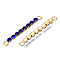 Brass Pave Rhinestone Chain Connector Charms, Cadmium Free & Nickel Free & Lead Free, Real 18K Gold Plated, Dark Indigo, 36.5x4x3mm, Hole: 2.5mm