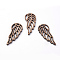 Undyed Wooden Sewing Big Pendants, Wing, Sienna, 56.5x24x3.5mm