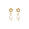 Golden Stainless Steel Earrings with Pearl, Pentagon