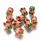10Pcs Alloy Bead Caps, with Enamel, 5-Petal, Flower, Light Salmon, 11x8mm, Hole: 2mm