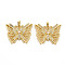 Brass Micro Pave Cubic Zirconia Pendants, Nickel Free, Real 16K Gold Plated, Butterfly, Clear, 25x30.5x3mm, Hole: 2.5x5mm