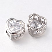 Сердце латунные горный хрусталь бисер RB-K041-25P