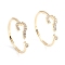 Adjustable Brass Micro Pave Clear Cubic Zirconia Cuff Rings, Open Rings, Punctuation, Question Mark, Long-Lasting Plated, Real 18K Gold Plated, Size 8, Inner Diameter: 18mm