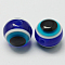 Round Evil Eye Resin Beads, Medium Blue, 6x5mm, Hole: 1.8~2mm
