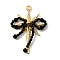 304 Stainless Steel with Acrylic Pendants, Bowknot, Golden, 39.5x28x6mm, Hole: 2mm