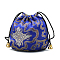 Chinese Style Stain Brocade Jewelry Packing Pouches, Drawstring Gift Bags, Auspicious Cloud Pattern, Blue, 11x11cm
