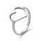 Non-Tarnish 201 Stainless Steel Heart Finger Ring, Hollow Wide Ring for Women, Stainless Steel Color, US Size 6 1/2(16.9mm)