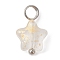 Glass Pendant, with Brass Findings, Star, WhiteSmoke, 13.5~14x8x4mm, Hole: 3mm
