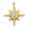 304 Stainless Steel Pendants, with Rhinestone, Star Charms, PVD Vacuum Plating, Real 18K Gold Plated, 20x18x3mm, Hole: 1.5mm