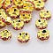 Brass Rhinestone Spacer Beads, Grade AAA, Wavy Edge, Nickel Free, Golden Metal Color, Rondelle, Rose, 6x3mm, Hole: 1mm
