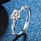 Heart Adjustable Brass with Crystal Rhinestone Finger Rings for Women, Platinum, Inner Diameter: Adjustable