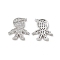 Brass Micro Pave Clear Cubic Zirconia Connector Charms, Cadmium Free & Nickel Free & Lead Free, Boy Links, Platinum, 15x14x2.5mm, Hole: 1.2mm