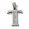 201 Stainless Steel Pendants, with Rhinestone, Letter, Letter T, 25x20x2mm, Hole: 6x3mm