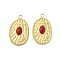 Natural Carnelian Pendants, Faceted Oval Charms, with PVD Vacuum Plating Real 18K Gold Plated 201 Stainless Steel Findings, 23.5x15x3mm, Hole: 1.6mm