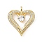 Brass Micro Pave Clear Cubic Zirconia Pendants, Heart, Lead Free & Cadmium Free, Long-Lasting Plated, Rack Plating, Real 18K Gold Plated, 29x26.5x4.5mm, Hole: 3x4mm