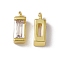 Rack Plating Brass Cubic Zirconia Charms, Real 18K Gold Plated, Long-Lasting Plated, Cadmium Free & Nickel Free & Lead Free, Cuboid Charm, Clear, 8x3x3mm, Hole: 1mm