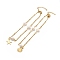 CCB Pearl Link Anklet, Golden 304 Stainless Steel Charms Anklet with Satellite Chains for Women, Mixed Patterns, Pendant: 13~14x10~11.5x0.5mm, 9 inch(22.8cm)