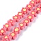 Handmade Flower Printed Polymer Clay Beads Strands, Flower, Tomato, 9.6x4mm, Hole: 1.4mm, about 38pcs/Strand, 12.99''(33cm)