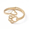 Ion Plating(IP) 201 Stainless Steel Heart & Dog Paw Prints Adjustable Ring for Women, Real 18K Gold Plated, US Size 6 1/4(16.7mm)