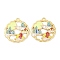 Rack Plating Alloy Pendants, with Enamel, Cadmium Free & Nickel Free & Lead Free, Golden, Flower with Moon & Cloud Charm, Red, 30x27x1.3mm, Hole: 1.8mm