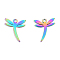Ion Plating(IP) 201 Stainless Steel Charms, Dragonfly, Rainbow Color, 12.5x11x1mm, Hole: 1.5mm