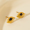 304 Stainless Steel Exaggerated Eye Stud Earrings - High-end, Versatile Ear Decorations, Golden, 8x13mm