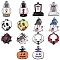 14Pcs 14 Style Halloween Theme Rack Plating Spray Painted Alloy Enamel Pendants, Bat/Ghost/Paraffin Lamp/Tomb/Spider Web/Pumpkin, Mixed Color, 19~28.5x16.5~23x1~3mm, Hole: 1.4~1.8mm, 1pc/style