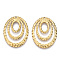 Ion Plating(IP) 304 Stainless Steel Pendants, Textured, Oval Charm, Real 18K Gold Plated, 48.5x37.5x3mm, Hole: 1.8mm