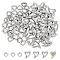 80Pcs 2 Style 304 Stainless Steel Enamel Settings, Heart Pendants , Stainless Steel Color, 12.5x11x1.5mm, hole: 2mm