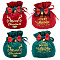 4Pcs 4 Styles Christmas Velvet Candy Apple Bags, Gold Stamping Word Merry Christmas Drawstring Pouches with Bowknot, for Gift Wrapping, Green & Red, Christmas Tree & Reindeer & Word Pattern, Mixed Patterns, 16x17.5cm, 1pc/style