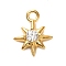 925 Sterling Silver Clear Cubic Zirconia 8-Pointed Star Charms, with 925 Stamp, Golden, 9.5x7.5x2.5mm, Hole: 1.2mm