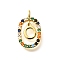 Brass Micro Pave Cubic Zirconia Pendants, Cadmium Free & Nickel Free & Lead Free, Real 18K Gold Plated, Oval with Letter Charms, Letter O, 18.5x11x3.5mm, Hole: 2x1.5mm
