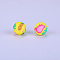 Printed Round Silicone Focal Beads, Yellow, 15x15mm, Hole: 2mm