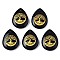 Natural Black Stone Pendants, Teardrop with Tree of Life Pattern, 32~33.5x25~26x6.5~7.5mm, Hole: 2mm, 6pcs/bag