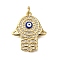 Rack Plating Brass Micro Pave Cubic Zirconia Pendants, Long-Lasting Plated, Lead Free & Cadmium Free, Eye Charms, with Jump Ring, Real 18K Gold Plated, 21x18x3mm, Hole: 3mm