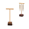 1-Tier Brass Bar Earring Organizer Display Racks, with Wood Base, for Earrings, Golden, 6.1x3.6x14cm