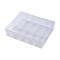 Plastic Bead Storage Containers, Rectangle, Clear, 12.5x10x3cm, Inner Diameter: 2.4x4.8cm