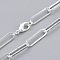 Brass Flat Oval Paperclip Chain Necklace Making, with Lobster Claw Clasps, Silver, 19.68 inch(50cm), Link: 18x5.5x1mm